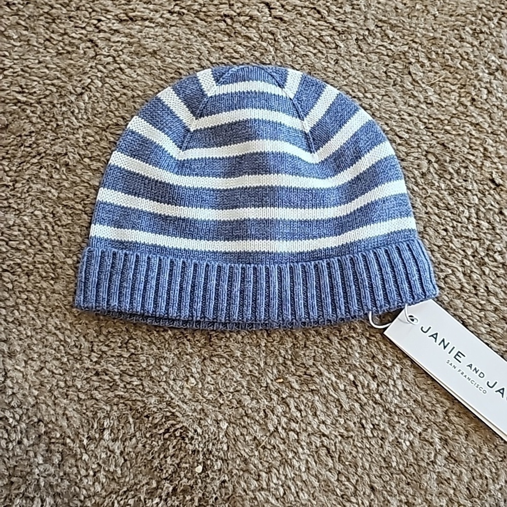 Janie and Jack Baby Beanie 3 6 Months Blue White
